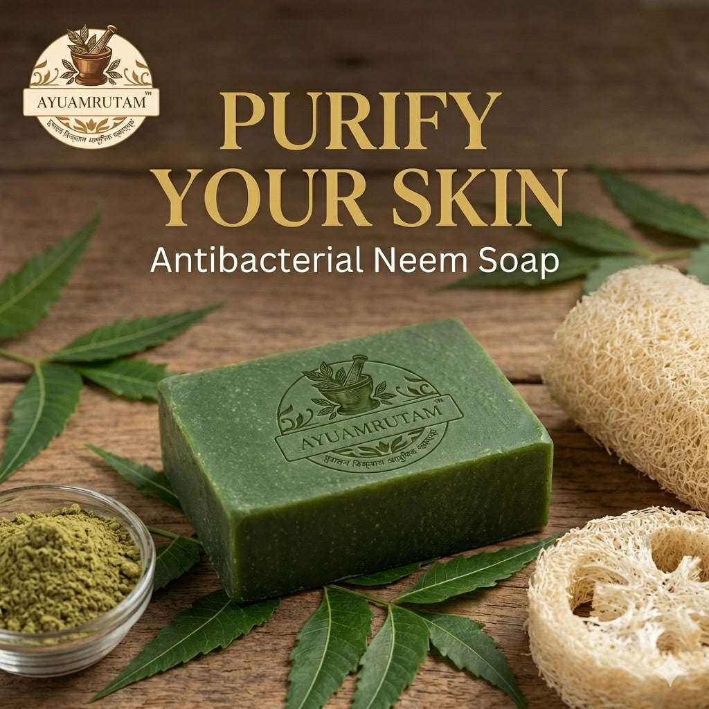 Neem Soap Bar – Ayurvedic Acne & Skin Purifier | Ayuamrutam