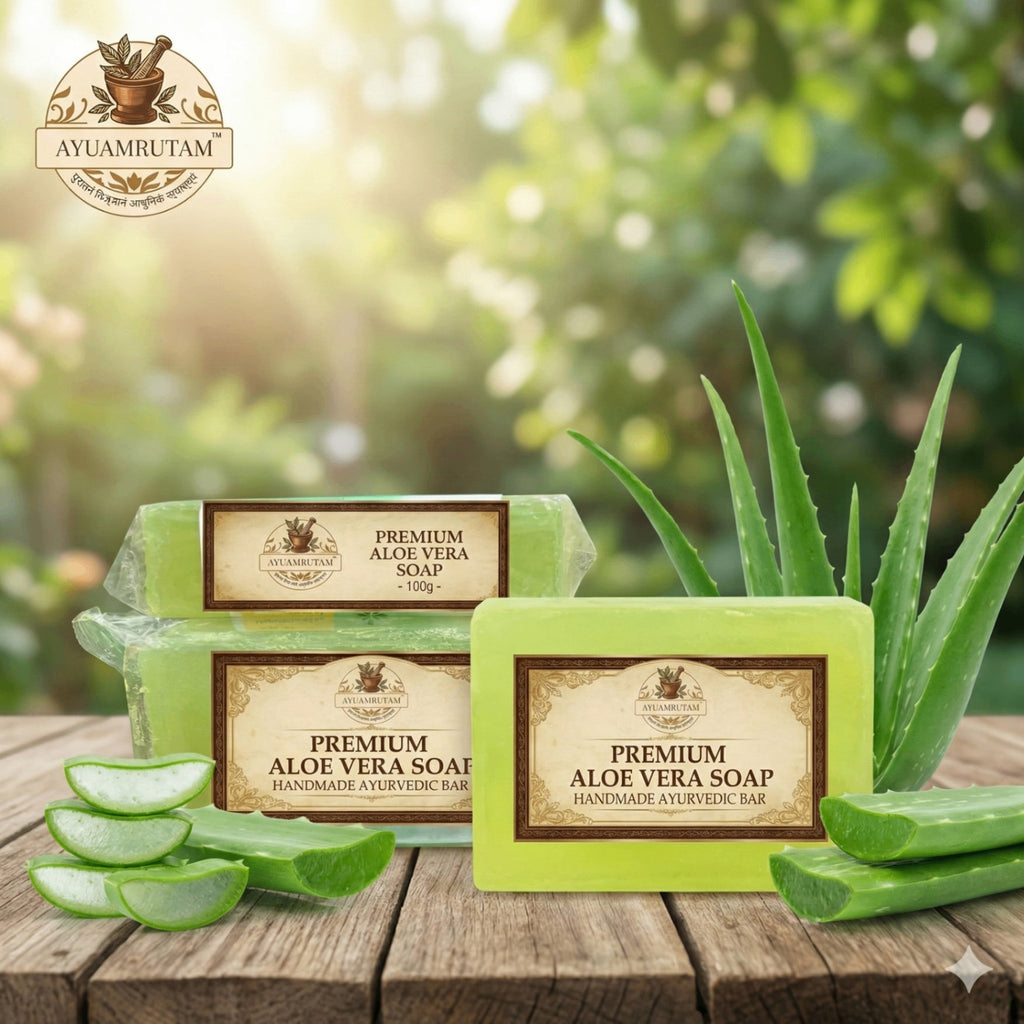 Aloe Vera Soap – Organic Ayurvedic Bathing Bar with Vitamin E | Ayuamrutam